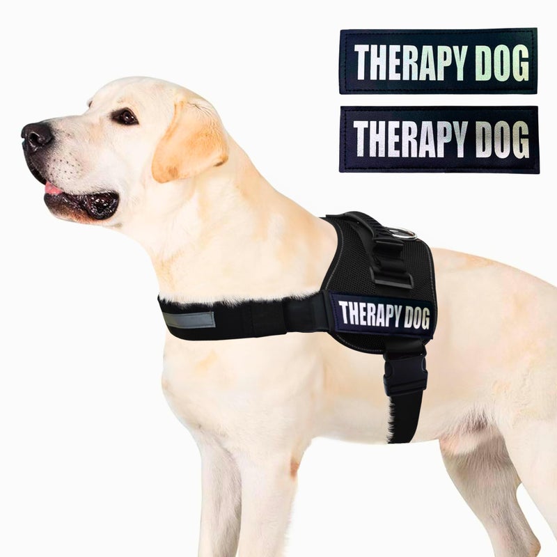 Albcorp Reflective Therapy Dog Vest Harness, Woven Nylon, Adjustable Service Animal Jacket, with 2 Hook and Loop Therapy Dog Removable Patches. Black, Extra Small - Image 5